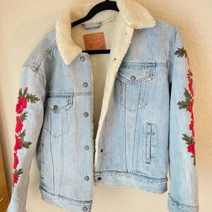 Denim Jacket with Floral Embroidery